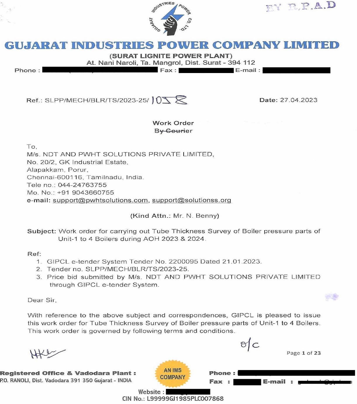 Gujarat Industries Power Company Limited GIPCL-SLPP, Surat 394112, Gujarat, India